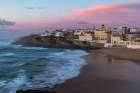 Sunset hour over the beach at Praia das Macas near Colares, Portugal Art Print